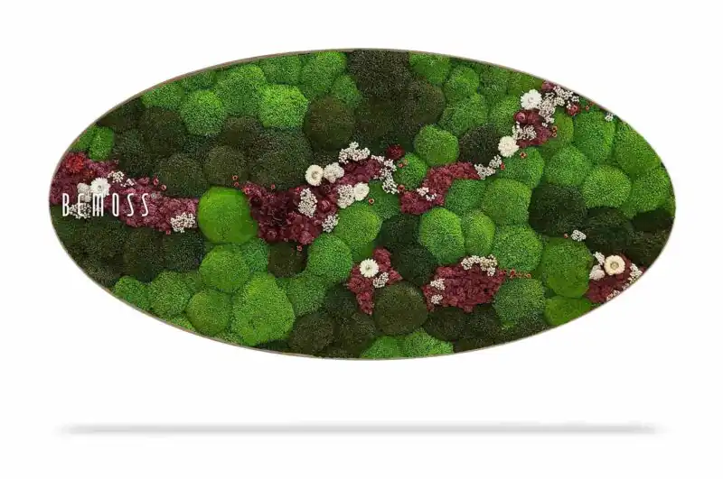 Moosbild Ellipse KUGELMOOS COSMO Burgundy