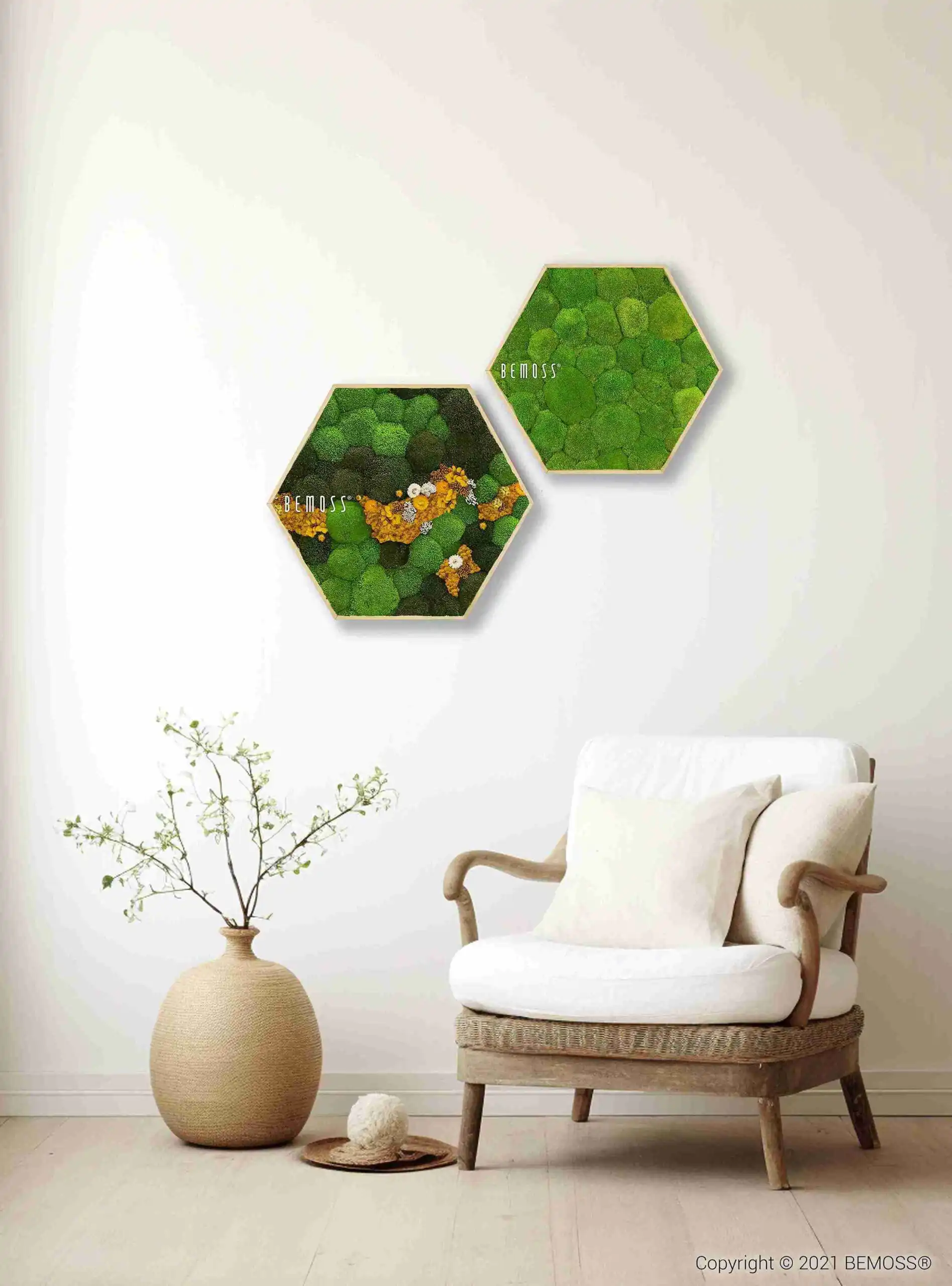Moosbild Hexagon KUGELMOOS COSMO Yellow – Bild 2