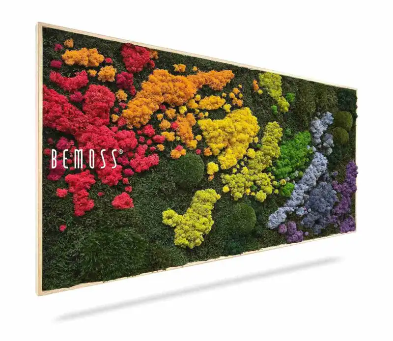 Moosbild BEMOSS® ORTHO IRIS 120x60cm Hellbrauner Rahmen